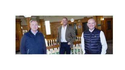 Pictured, from left to right, are David Cato, of CBRE; Dean Cook, of Arlington Real Estate; and Richard Scott, of HTA Real Estate