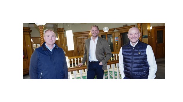 Pictured, from left to right, are David Cato, of CBRE; Dean Cook, of Arlington Real Estate; and Richard Scott, of HTA Real Estate